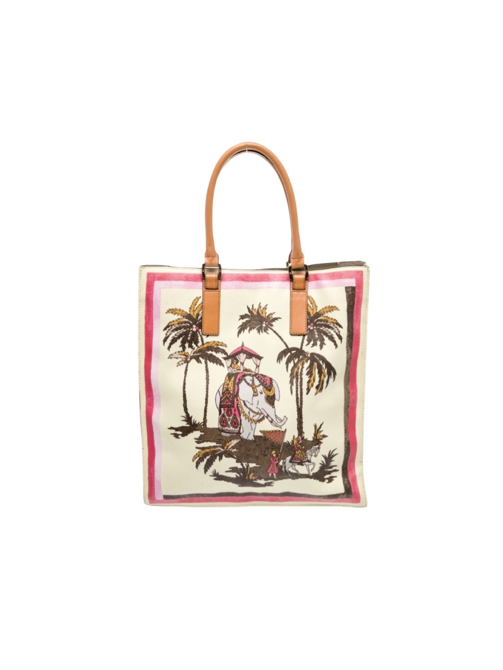 Tory Burch Kerrington Elephant Print In Caravan Border Tall Tote Bag